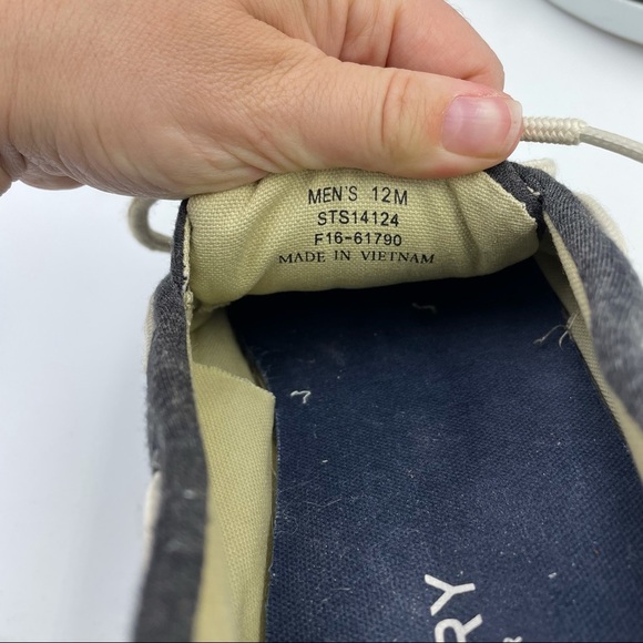 Sperry Top Slider Cloth Boat Shoes Sz 12 - Picture 9 of 12